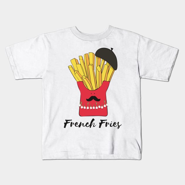 French Fries- Cute Fries Wearing Beret Kids T-Shirt by Dreamy Panda Designs